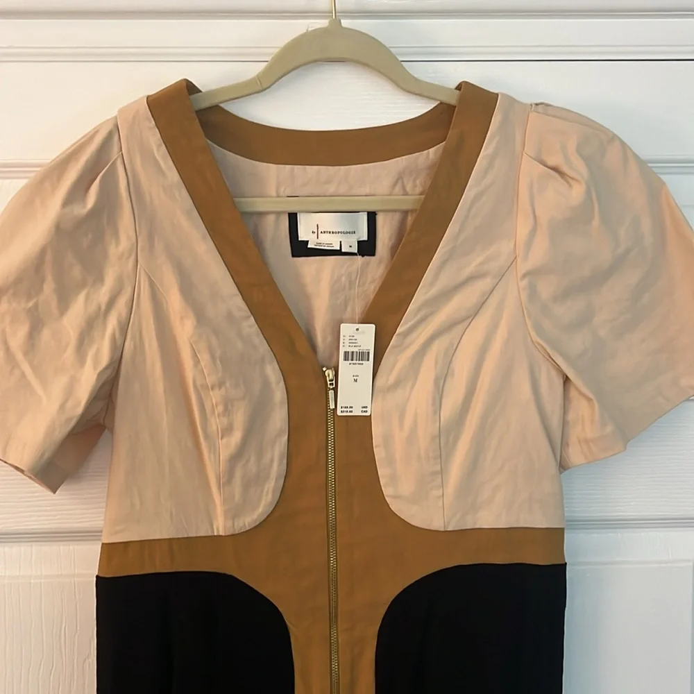 Anthropologie Cream and Gold Midi Dress - Picture 3 of 4